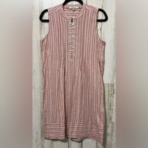 Sleeveless Striped Boxy Linen Tunic Dress Size XS
